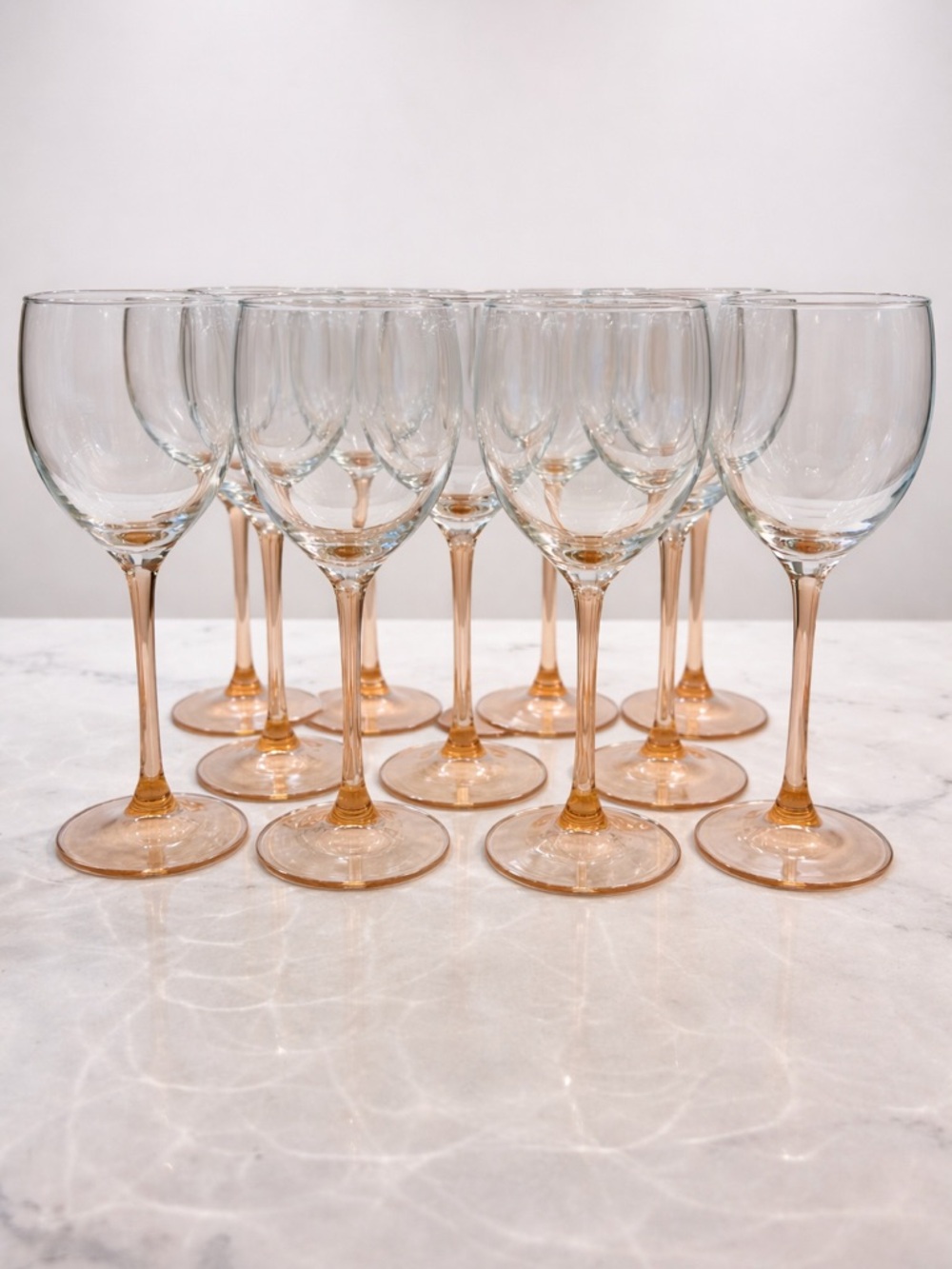 Luminarc France, Pink Blush Stemmed Wine Glasses - Set of 11